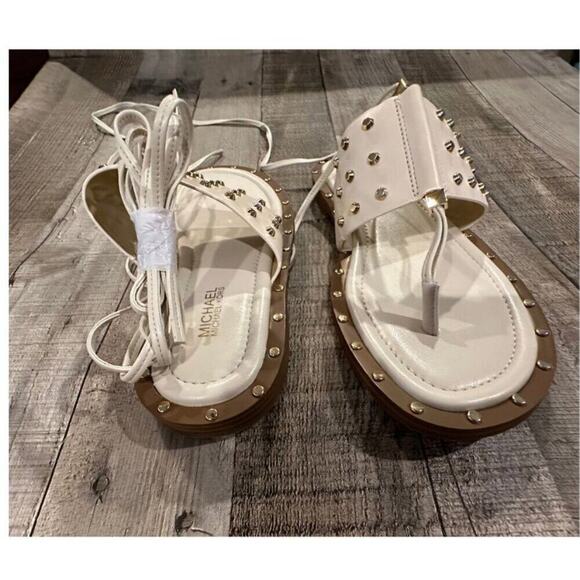 MICHAEL Michael Kors | Biege Jagger Ankle-Tie Studded Leather Sandal | S… - Picture 13 of 16